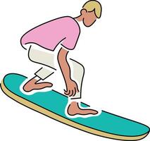 isolated colored surfer in doodle vector