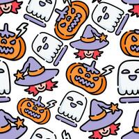 seamless halloween pattern with monsters vector