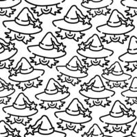 witch in hat seamless halloween pattern in lines vector