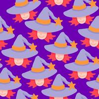 witch in hat shape seamless halloween pattern vector