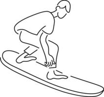 isolated line surfer in doodle vector