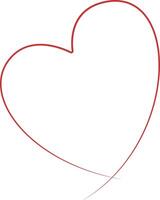 Red heart in outline style. vector