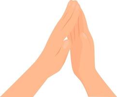 Clapping palm against palm between two people. Agreement gesture. vector