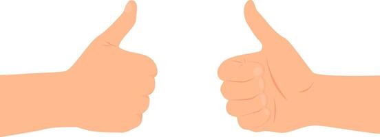 Two hands directed towards each other showing thumb up gesture. vector