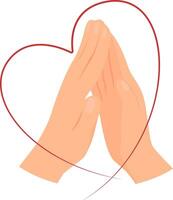 Heart that connecting two hands. vector
