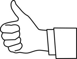 Thumb up gesture. Outline icon. vector