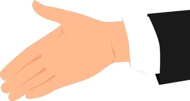 Outstretched hand with open palm in business suit. vector