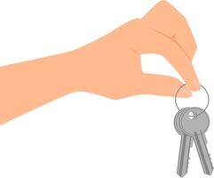 Hand holding two keys. vector