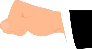 Hand in a business suit clenched into a fist with big finger outside. vector