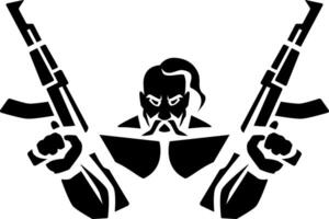 Ukrainian Kozak with submachine guns. Ukrainian Cossack. Stylized character image. vector