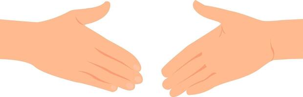 Two hands moving towards each other for a handshake. vector