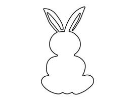 Black Outline of a Toy Rabbit Isolated on White Background. East vector