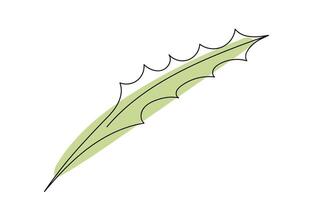Continuous one line drawing of green leaf isolated on white background. Line art. Concept of nature, ecology, organic shapes, Botanical Art, outline. Dandelion leaf. Design element, print, icon vector
