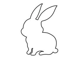 Black Outline of a Rabbit Isolated on White Background. Easter Bunny. Simple black icon of hare. Concept of Minimalist Style, Cute Animal Illustration, pet. Design Element, Icon, Print, Logo vector