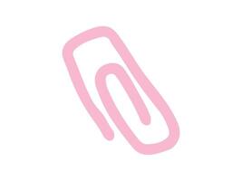 Pink Paperclip Isolated on White Background. Concept of Office Supplies, Minimalist Design, Stationery Essentials, Simple Clip Design for Organization, School items. Print, Icon, Design Element vector