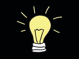 Yellow Shining Light Bulb Illustration on Black Background. Concept of creativity, innovation, bright ideas, minimalistic design. Artistic visual, graphic design element, inspiration symbol vector