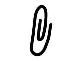 Black Silhouette of a Paperclip Isolated on White Background. Concept of Office Supplies, Stationery Essentials, Minimalist Design, Everyday Tools, School items. Print, Icon, Design Element vector