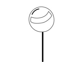 Black outline of Lollipop Isolated on a White Background. Concept of Sweet Candy, Minimalist Style, Simple Outline Drawing. Perfect for Confectionery Design, Cute Dessert Icon, coloring page vector