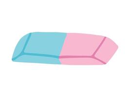Dual-Color Eraser in Blue and Pink Isolated on a White Background. Concept of School Supplies, Art Tools, Stationery Essentials, Classroom Accessories. Design element vector
