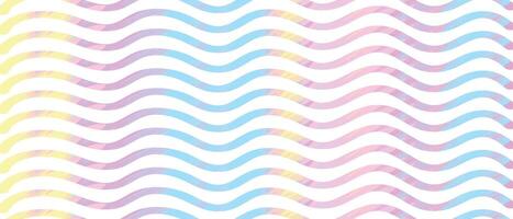 Abstract wavy lines in pastel rainbow colors on a white background. Concept of Abstract ocean, water, sea, waves, modern design, colorful patterns, abstract art, geometric shapes. Banner vector