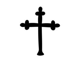 Black Silhouette of a Cross Isolated on White Background. Concept of Religious Symbol, Cross Icon, Minimalist Design, Faith Representation, Easter, spirituality, religion. Print, Design Element vector