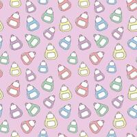 Seamless pattern with colorful backpacks isolated on pink background. Concept of school accessories, student gear, travel, and tourism. Modern design element for textiles, wrapping paper, stationery vector