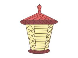 Hand-drawn lantern isolated on a white background. Concept of illumination, decorative lighting, vintage lantern design, street lantern, light, design element vector