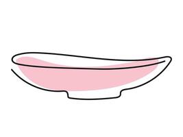 Minimalist Line Art Pink Bowl Isolated on white background. Continuous one line drawing. Empty plate. Concept of Simple Kitchenware, Black Outline, dish, platter. Print, Icon, Design Element vector