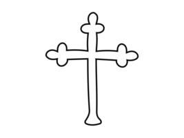 Black Outline of a Cross Isolated on White Background. Concept of Religious Symbol, Cross Icon, Minimalist Design, Faith Representation, Easter, spirituality, religion. Print, Design Element vector