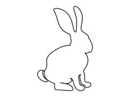 Black Outline of a Rabbit Isolated on White Background. Easter Bunny. Simple black icon of hare. Concept of Cute Animal Illustration, Minimalist Style. Design Element, Icon, Print, Logo vector