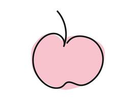 Continuous one-line drawing of a pink apple isolated on a white background. Whole fruit. Outline. Line art. Design element, print, and icon. Concept of fruit design, healthy dessert, fresh produce vector