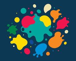 Colorful paint splashes in a circle on a dark background vector