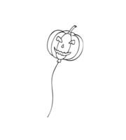 Pumpkin balloon with a scary face for Halloween. Creepy Halloween balloon for a party. Isolated illustration on a white background. Hand-drawn illustration. vector