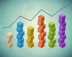 Retro infographic with columns of cubes vector