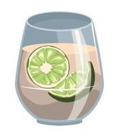 fruit drink with slice lemon icon isolated vector