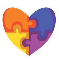 autism puzzles in heart illustration isolated vector