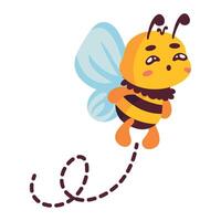 cute bee flying illustration isolated vector