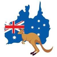 australia day kangaroo and map illustration isolated vector