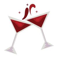 happy new year toast drinks isolated illustration vector