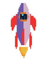 battle ship pixels space isolated icon vector