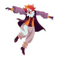 terrified clown with costume to Halloween party isolated vector