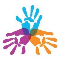 handprint paint color solidarity icon isolated vector