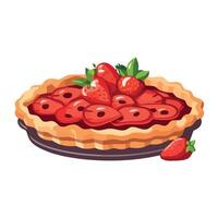 Fresh berry tart with chocolate and cream isolated vector