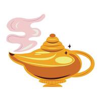 magic genie lamp with smoke icon isolated vector