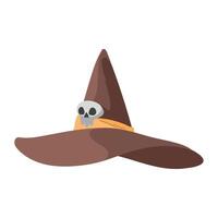 A witch hat with a skull on it vector