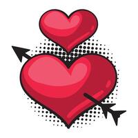 Two hearts with an arrow and a dot vector