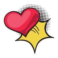 A red heart with a star on it vector