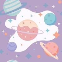 cute space pattern with planets flat design vector