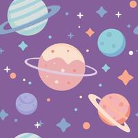space pattern with planets flat design for kids vector