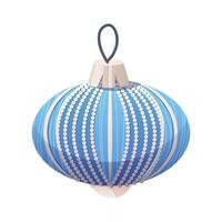 Blue Christmas tree ball with white beads. Festive Christmas tree toy on white background. isolated element vector